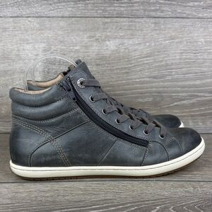 Taos Union Women’s Sz 10 Steel Gray Leather High-Top Lace Up Side Zip Sneakers